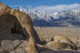 Cyclops Arch, Lone Pine Peak, and Whitney Cyclops Arch, Lone Pine Peak, and Mount Whitney in the Alabama Hills