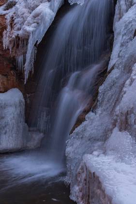 Faux Falls in Winter Ice near Faux Falls in Moab, Utah
