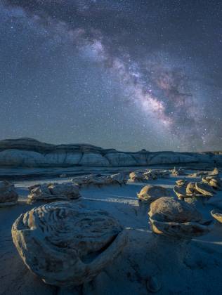The Milky Way over Cracked Eggs 2 The Milky Way rising over the Cracked Eggs in The Bisti Badlands composited with Sunrise shot.