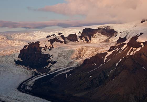 Skaftafell Glacier at Sunset Skaftafell Glacier in Vatnajokull National Park, Iceland