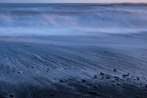 Receeding Waves Eeceeding waves on Reynisfjara Black Sand Beach near Vik, Iceland.