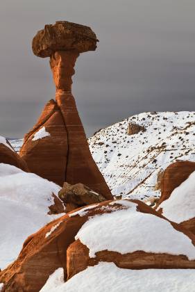 Toadstool Hoodoo at Sunrise Toadstool Hoodoo located in the Grand Staircase Escalante NM just after a snow fall