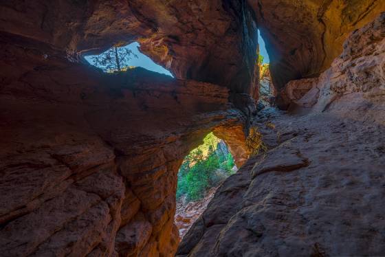 Soldier Pass Cave Arches 2 Several arches sen from inside the Soldiers Pass Cave in Sedona, Arizona