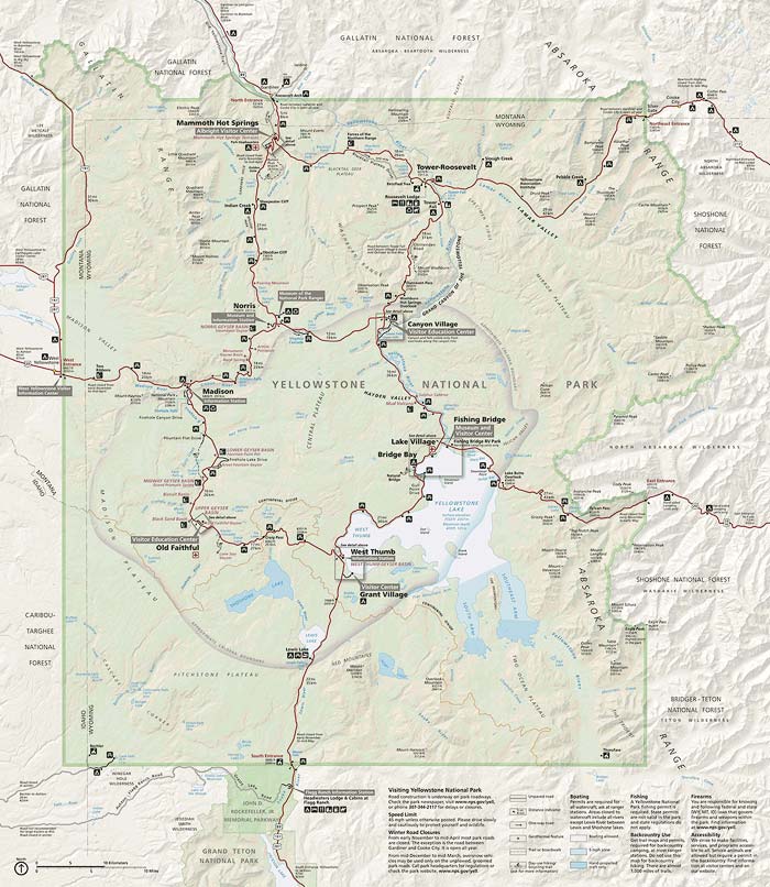 Yellowstone Park Service Map
