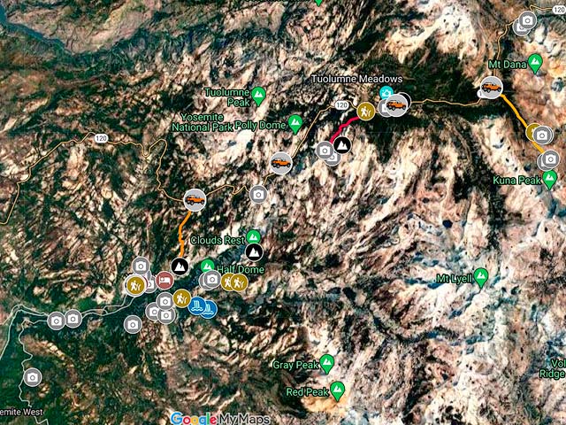 Google Map of Yosemite National Park