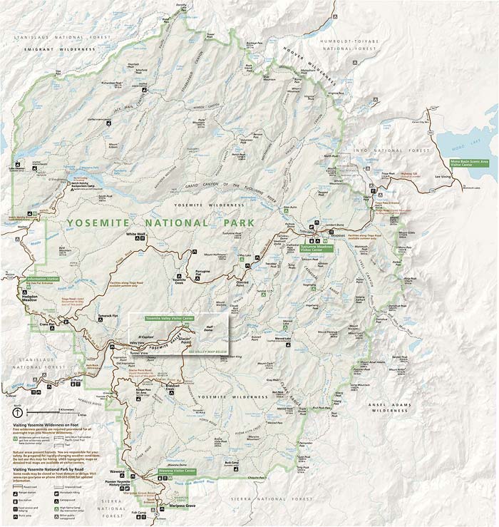 Yosemite National Park Service Map