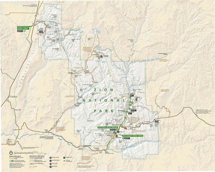 Zion Park Service Map
