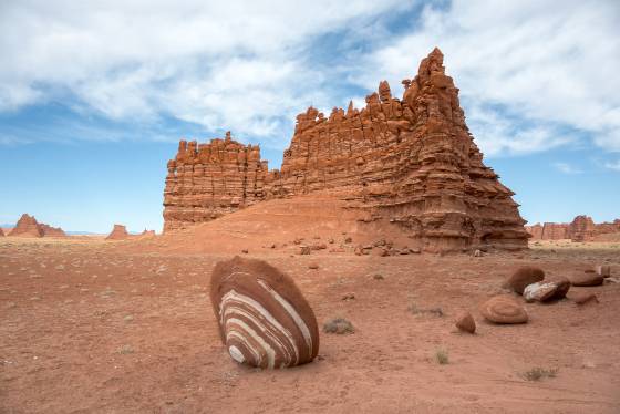 Striped Beanie 1 Striped rock near Tohachi Wash in the Navajo Nation, ARizona.