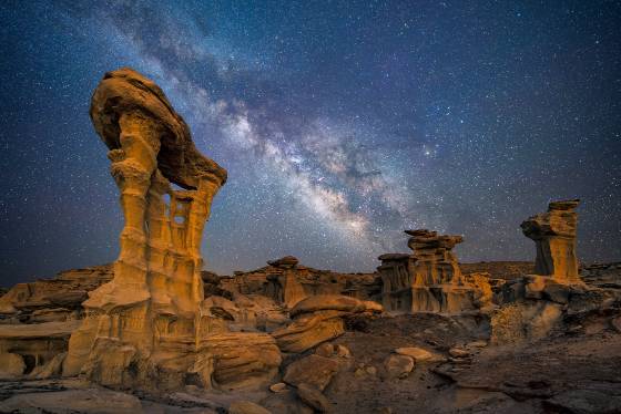 The Alien Throne and The Milky Way The Alien Throne Hoodoo and the Milky Way in Valley of Dreams, New Mexico