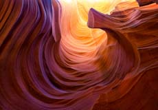 Trumpet like formation in a Navajo Nation slot canyon