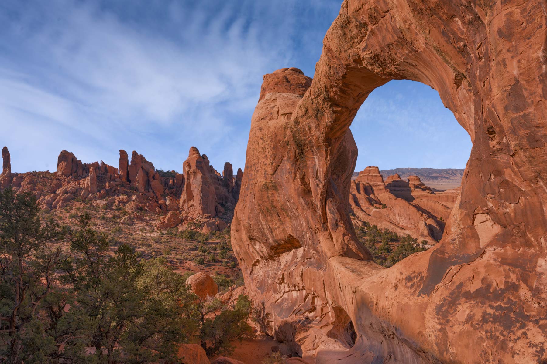 Double O Arch in Arches NP late afternoon