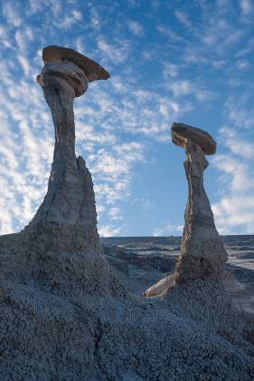 Conversing Hoodoos Rock Formation near Hunter Wash, part of the Bisti Badlands in New Mexico