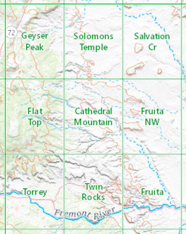 Topo maps covering Capitol Reef south of Highway 24