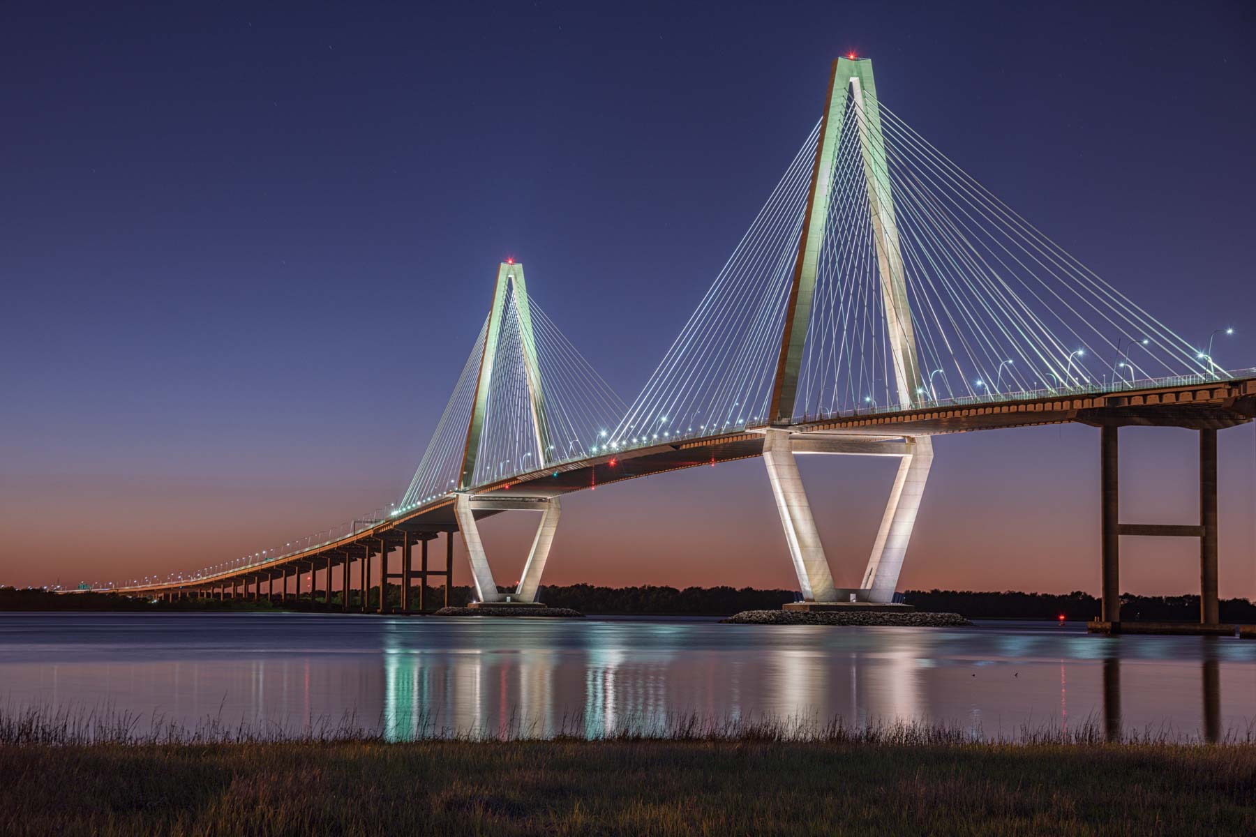 Arthur Ravenel Jr. Bridge after sunset