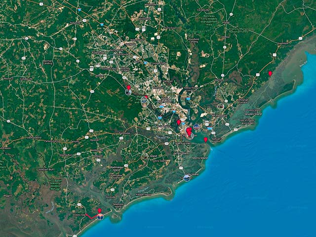 Google Map of the Charleston, South Carolina area