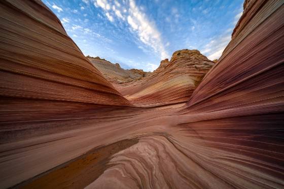 Water at The Wave 21 Looking south at a reflection in a water pool at The Wave in Coyote Buttes North, Arizona