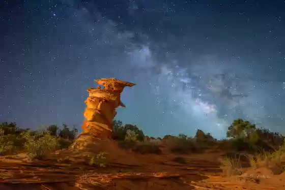 A diagonal Milky Way over The Control Tower The Milky Way over the Control Tower in Coyote Buttes South