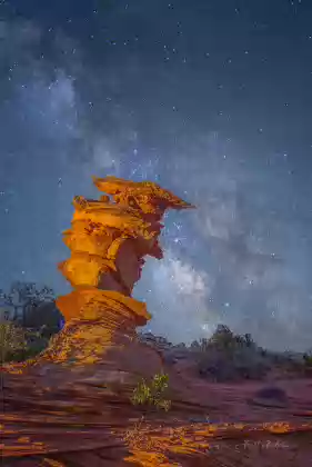 Nearly Vertical Milky Way over The Control Tower The Milky Way over the Control Tower in Coyote Buttes South