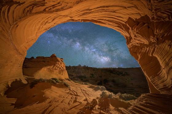 The Milky Way seen from the Southern Alcove The Milky Way seen from The Southern Alcove in Coyote Buttes South, Arizona