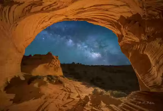 The Milky Way seen from the Southern Alcove The Milky Way seen from The Southern Alcove in Coyote Buttes South, Arizona