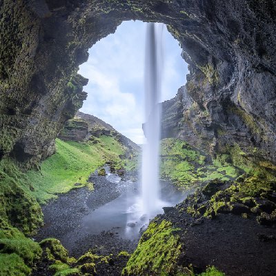 Behind the Kvernufoss Falls Behind the Kvernufoss Falls in Iceland.