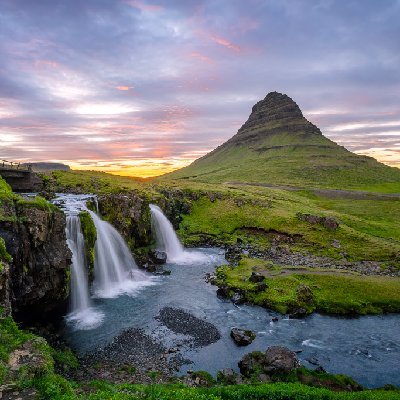 Iconic Kirkjuellsfoss Sunset at Iconic Kirkjuellsfoss in Iceland