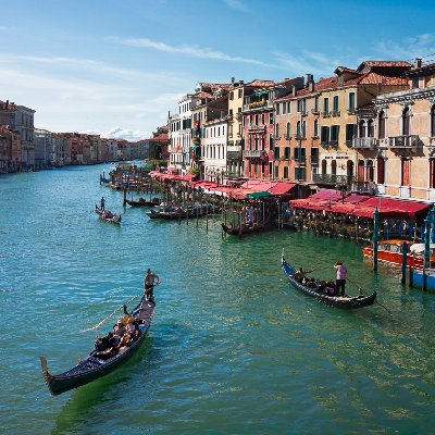 View from Rialto Bridge Looking South from Rialto Bridge in Venice, Italy