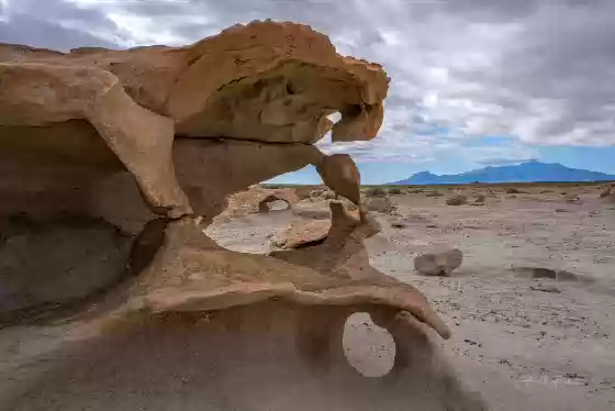 Arch and the Henry Mountains Eroded rocks near the closed Factory Butte Coal Mine