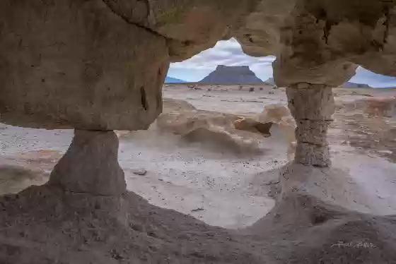 Factory Butte Framed 2 Eroded rocks near the closed Factory Butte Coal Mine