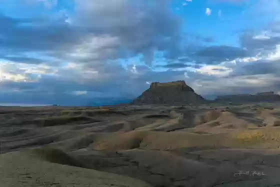 View from West Factory Road 2 Factory Butte seen from the intersection of Factory Butte Road and W Factory Road