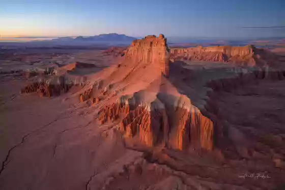 Wild Horse Butte at Sunrise 2 Aerial view of Wild Horse Butte in Goblin Valley State Park, Utah. Shot before sunrise.