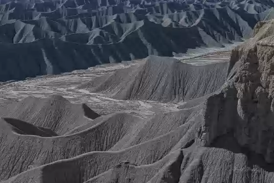 Mancos Shale 2 View of the badlands seen along the hike to the top of North Caineville Mesa in Utah