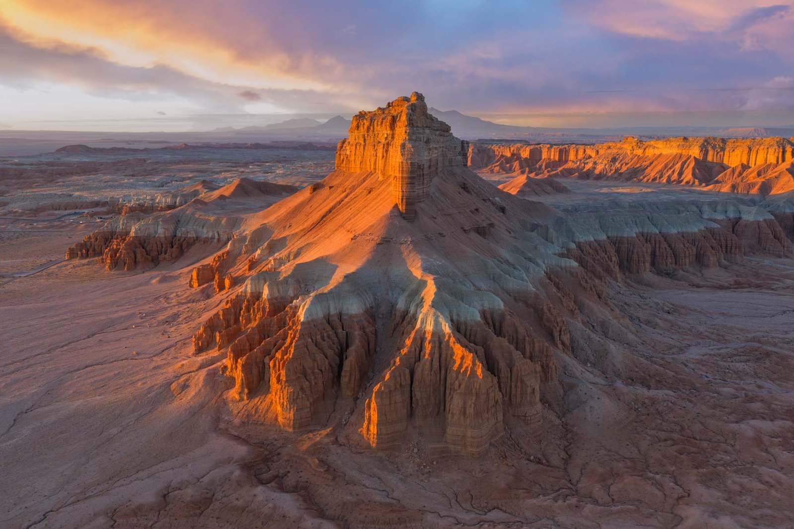 Wild Horse Butte near Goblin Valley in Utah seen at Sunrise.