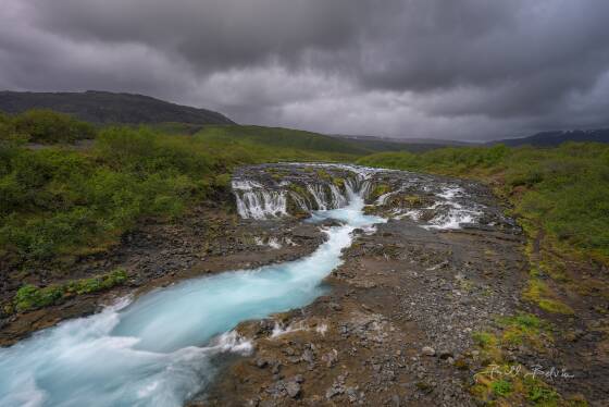 Bruarfoss 4 Wide angle image of Bruarfoss, the Blue Waterfall, in the Golden Circle of Iceland