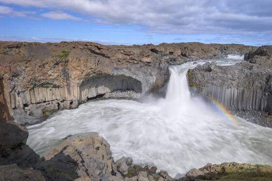 Aldeyjarfoss Rainbow 1 Rainbow over Aldeyjarfoss waterfall in Northeast Iceland.