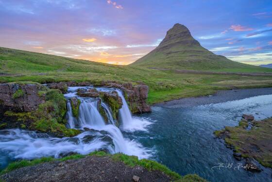 Kirkjufellsfossar Midnight Sunset 2 Sunset at Kirkjufellsfossar and Kirkjufell, Grundarfjörður, Iceland.