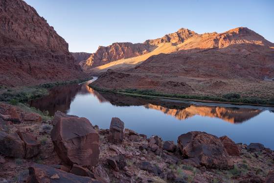 Colorado River 40 minutes after sunrise The Colorado River viewed from the Spencer Trtail in Lees Ferry National Monument