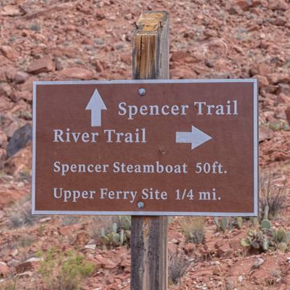 Spencer Trail TH SIgn at trailhead of the Spencer Trail in Lees Ferry, Arizona
