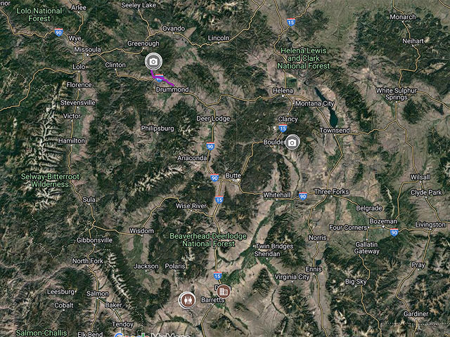 Google Map of Bannack and Garnet ghost towns