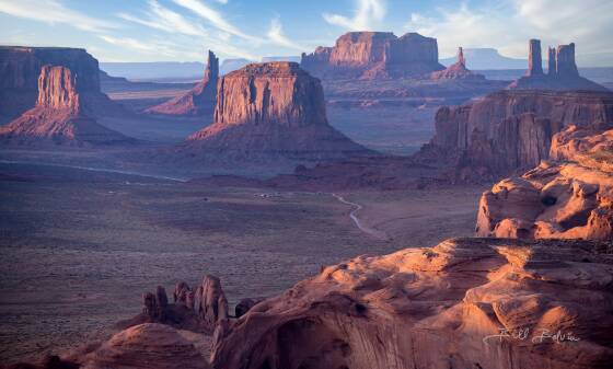 Hunts Mesa Telephoto View of Monument Valley from Hunts Mesa