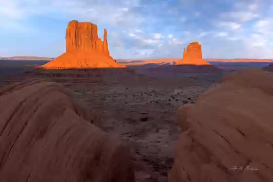 West Mitten Classic 3 View of the Mittens at Sunset from the Monument Valley Parking Lot