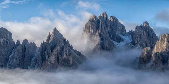 Cadini di Misurina Panorama Panoramic view of Cadini di Misurina in the Dolomites, Italy.
