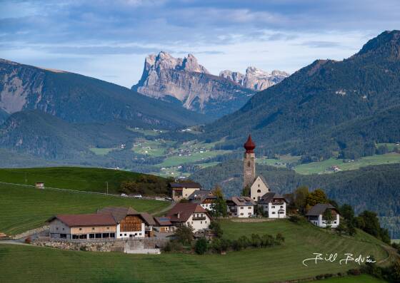 St Nicholas Church 1 St Nicholas Church and the Schlern Massif seen in the Dolomites, Italy.