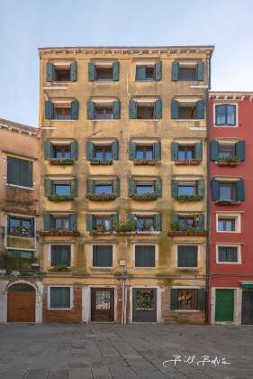 The Ghetto Nuovo, A building in the new ghetto across from the Holocaust Memorial in Venice, Italy.
