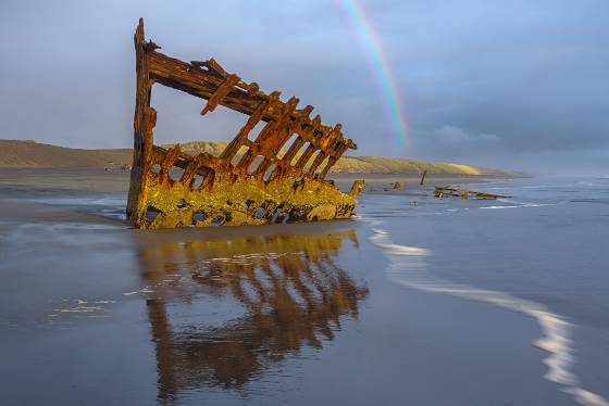 Peter Iredale Rainbow 2 Rainbow and the Peter Iredale shipwreck near Fort Stevens State Park on the Oregon Coast