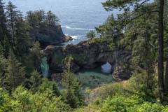 Natural Bridges on the Oregon coast seen from the signed viewpoint