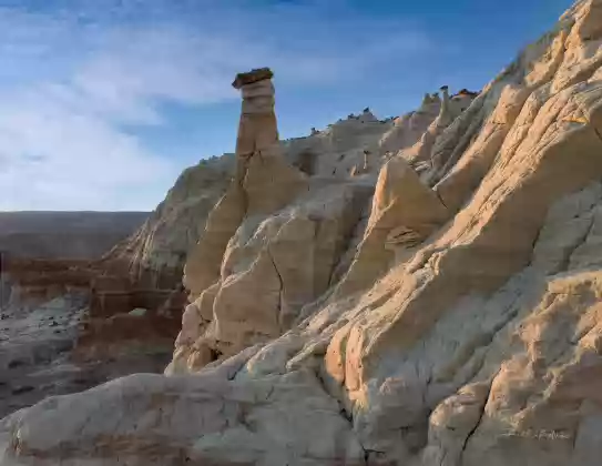 Looking West Aerial view of a wall of Hoodoos seen near Skinny Hoodoo. In Grand Staircase Escalante NM, Utah.