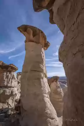 Fat Hoodoo Hoodoos made from Entrada Sandstone with Dakota Caprocks in the Upper Rimrocks of the Grand Staircase