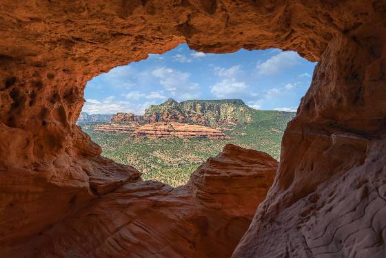 Steamboat Rock Steamboat Rock seen from one of the Huckaby Windows in Sedona