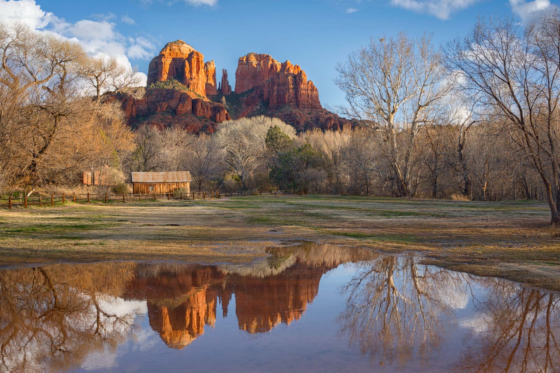 Cathedral Rock seen from Crescent Moon Ranch in Sedona